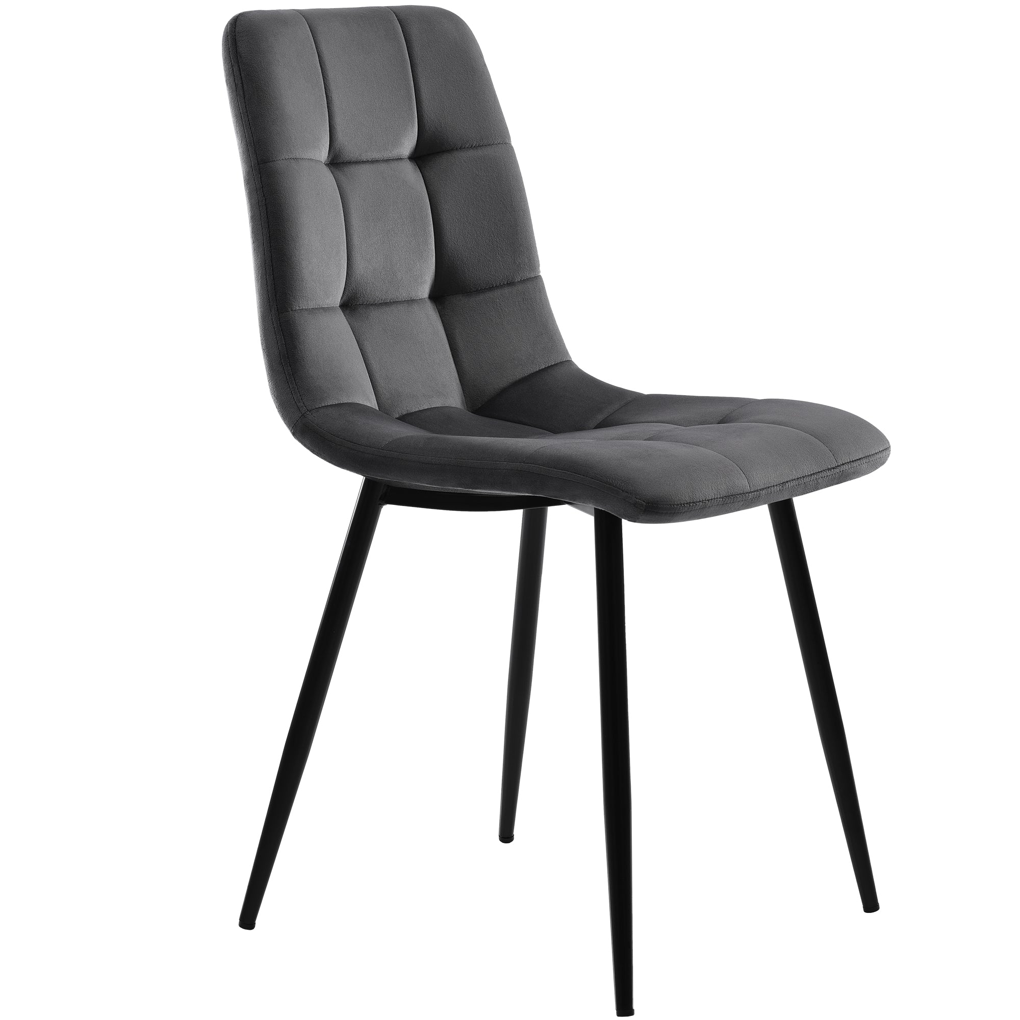 Dining Chair (4 pcs), Dark Grey,4-Set Upholstered Chair Design Chair with Backrest,Seat in Velvet Metal Frame