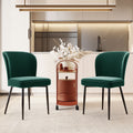 Velvet  dining chair (2 pcs), dark green, Modern Vanity Chair Kitchen Accent Occasional Chair with Metal Legs for Dining Room Living Room,upholstered chair  with backrest,seat in velvet metal frame