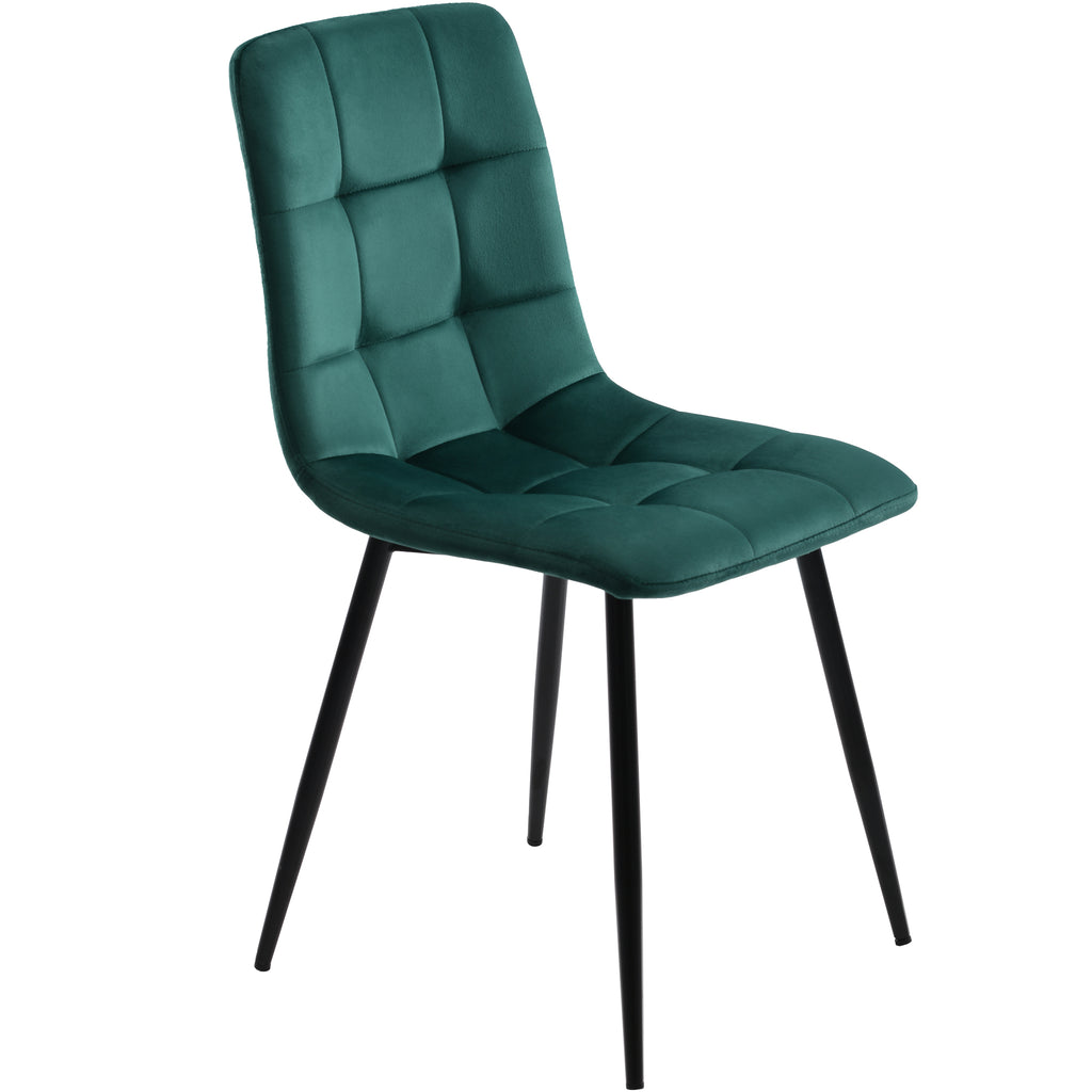 Dining Chair (4 pcs), Dark Green,4-Set Velet Upholstered Chair Design Chair with Backrest,Seat in Velvet Metal Frame
