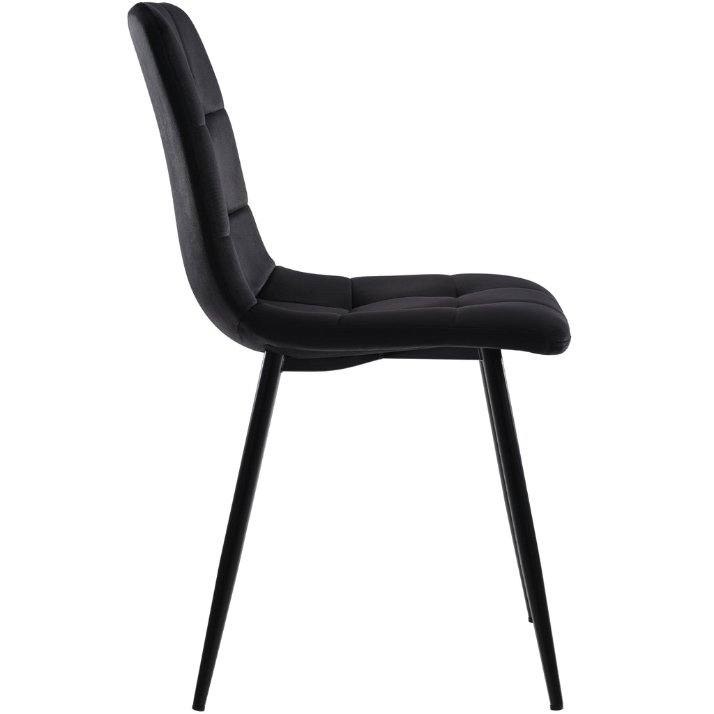 Dining Chair (4 pcs), Black,4-Set Upholstered Chair Design Chair with Backrest,Seat in Velvet Metal Frame