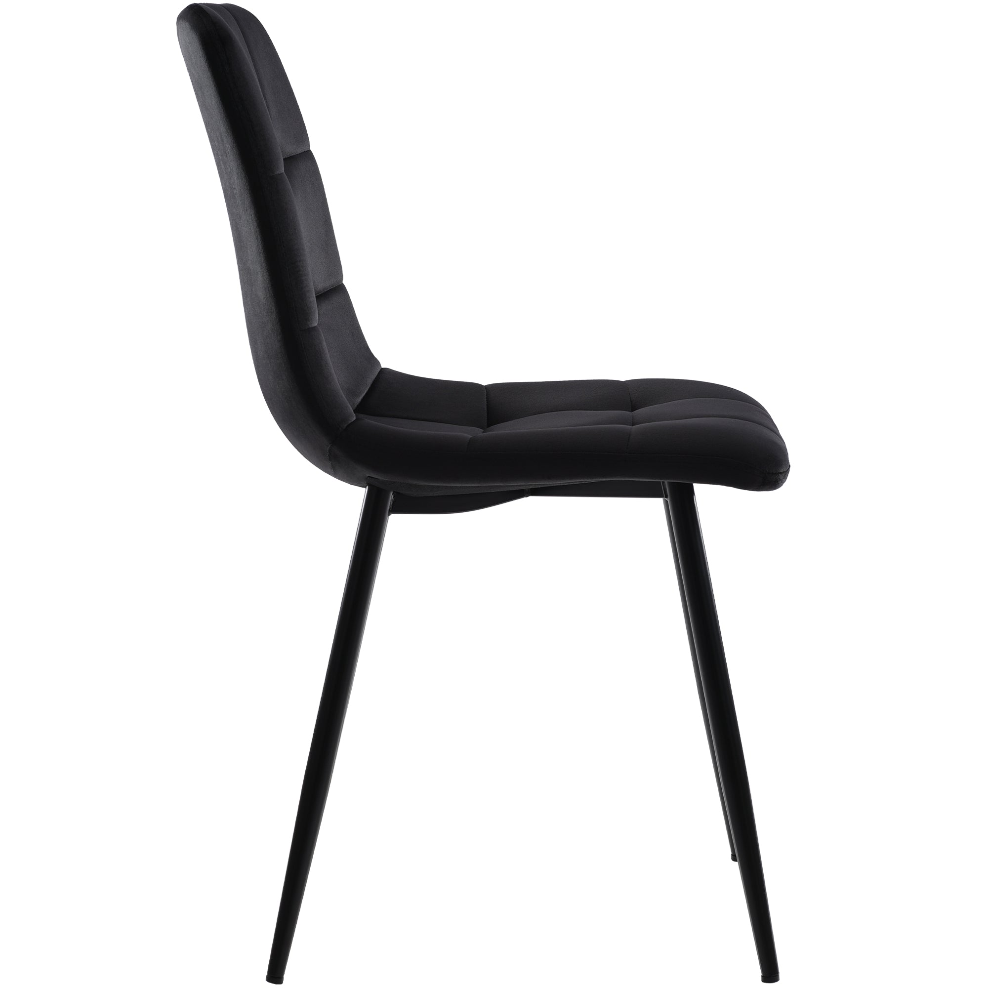 Dining Chair (4 pcs), Black,4-Set Upholstered Chair Design Chair with Backrest,Seat in Velvet Metal Frame