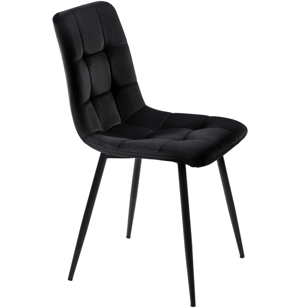 Dining Chair (4 pcs), Black,4-Set Upholstered Chair Design Chair with Backrest,Seat in Velvet Metal Frame