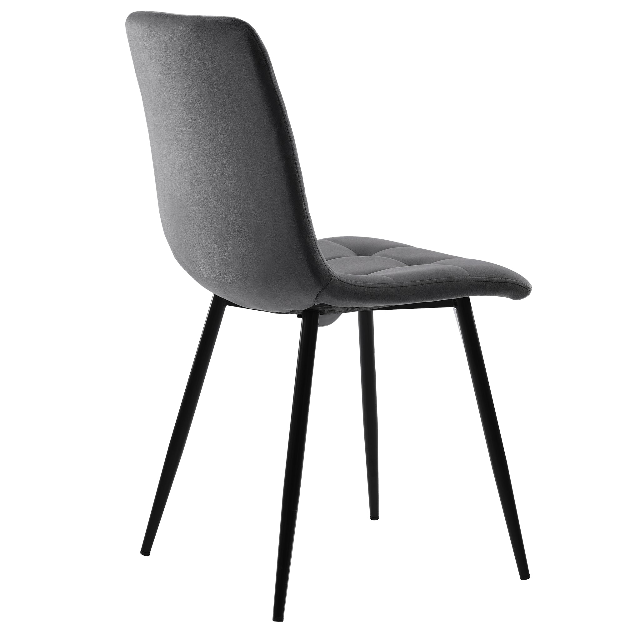 Dining Chair (4 pcs), Dark Grey,4-Set Upholstered Chair Design Chair with Backrest,Seat in Velvet Metal Frame