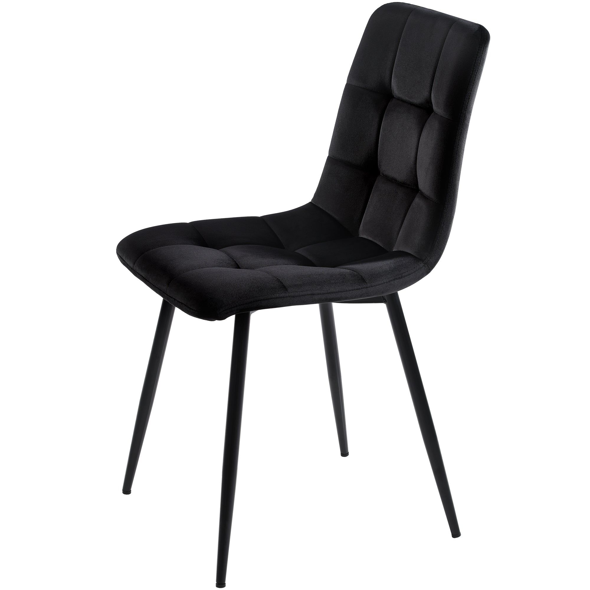 Dining Chair (4 pcs), Black,4-Set Upholstered Chair Design Chair with Backrest,Seat in Velvet Metal Frame