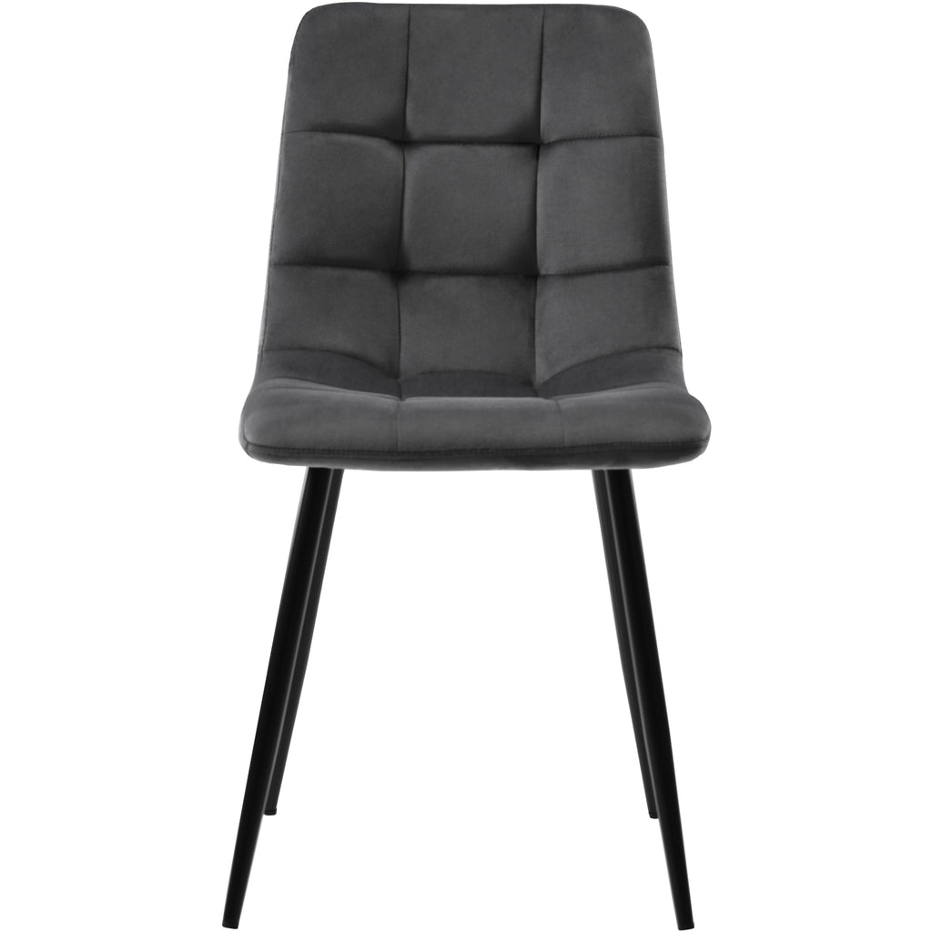 Dining Chair (4 pcs), Dark Grey,4-Set Upholstered Chair Design Chair with Backrest,Seat in Velvet Metal Frame