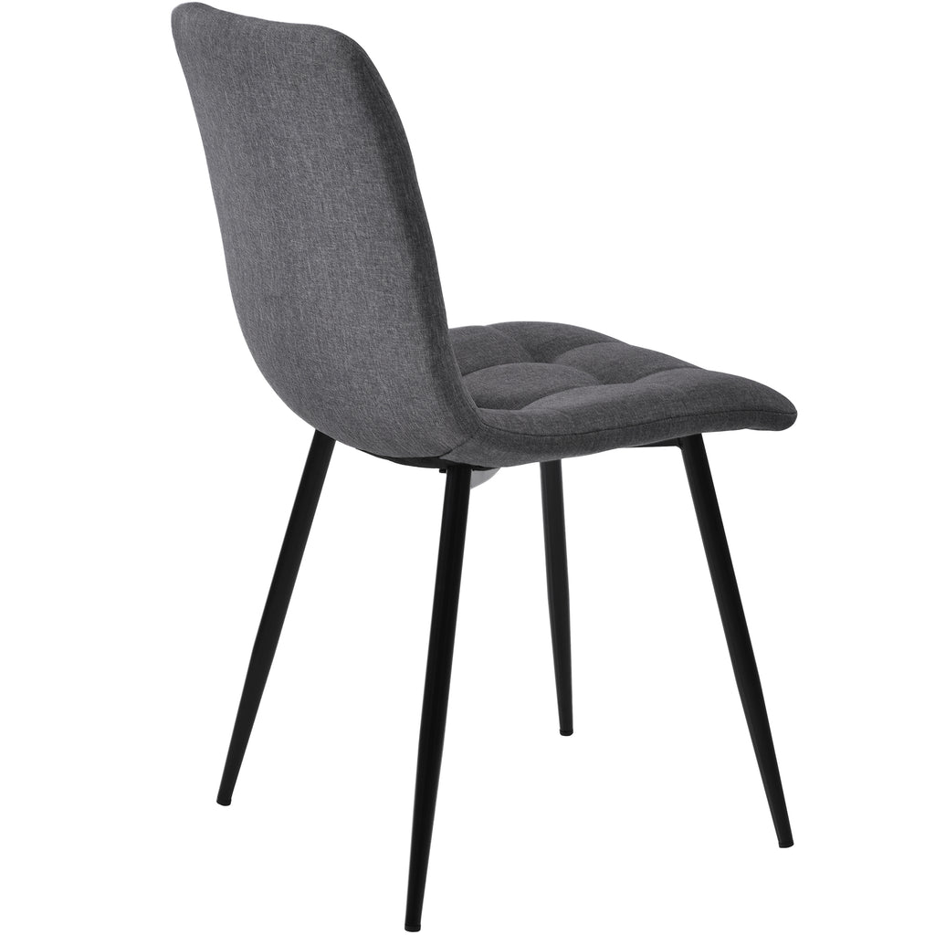 Dining Chair (4 pcs), Dark Grey,4-Set Linen Upholstered Chair Design Chair with Backrest,Seat in Linen, Metal Frame