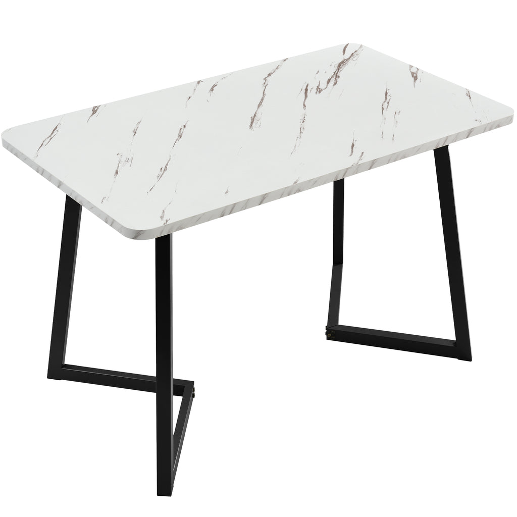 117×68cm Dining Table with 4 Chairs Set, Rectangular Dining Table Modern Kitchen Table Set,Dark Grey Linen Dining Chair,Black Table Legs
