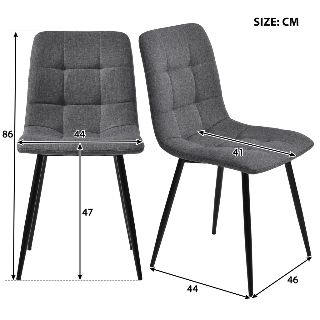 117×68cm Dining Table with 4 Chairs Set, Rectangular Dining Table Modern Kitchen Table Set,Dark Grey Linen Dining Chair,Black Table Legs
