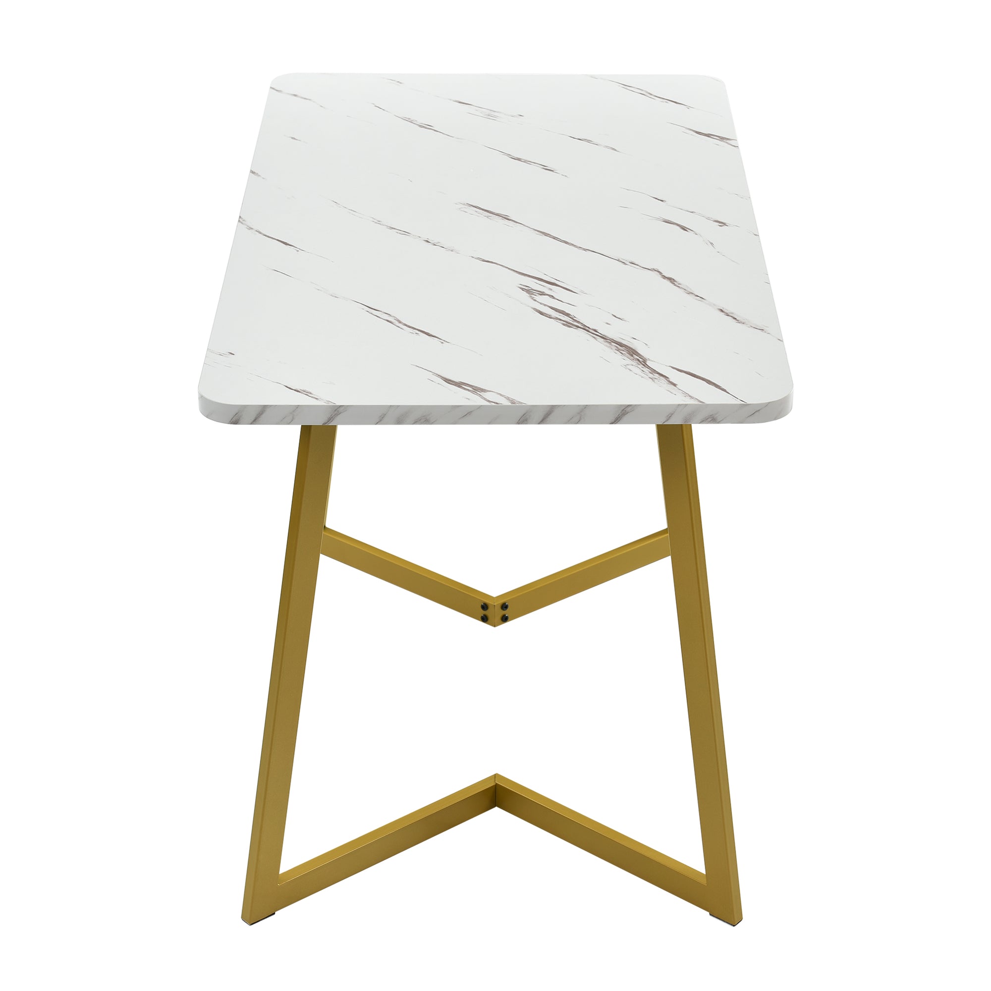 117×68cm Dining Table with 4 Chairs Set, Rectangular Dining Table Modern Kitchen Table Set,Dining Room Chair Dark Green Velvet Kitchen Chair,Golden Table Legs