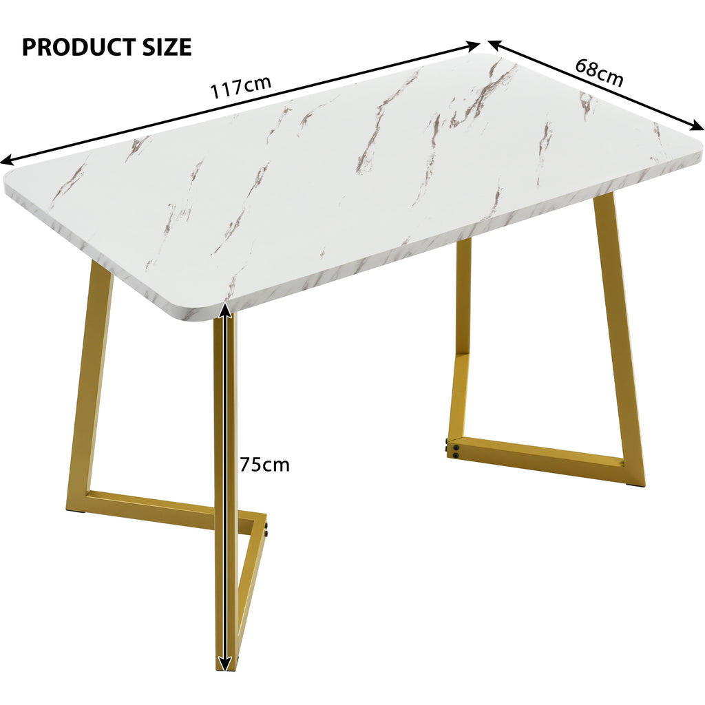 117×68cm Dining Table with 4 Chairs Set, Rectangular Dining Table Modern Kitchen Table Set,Dining Room Chair Dark Green Velvet Kitchen Chair,Golden Table Legs