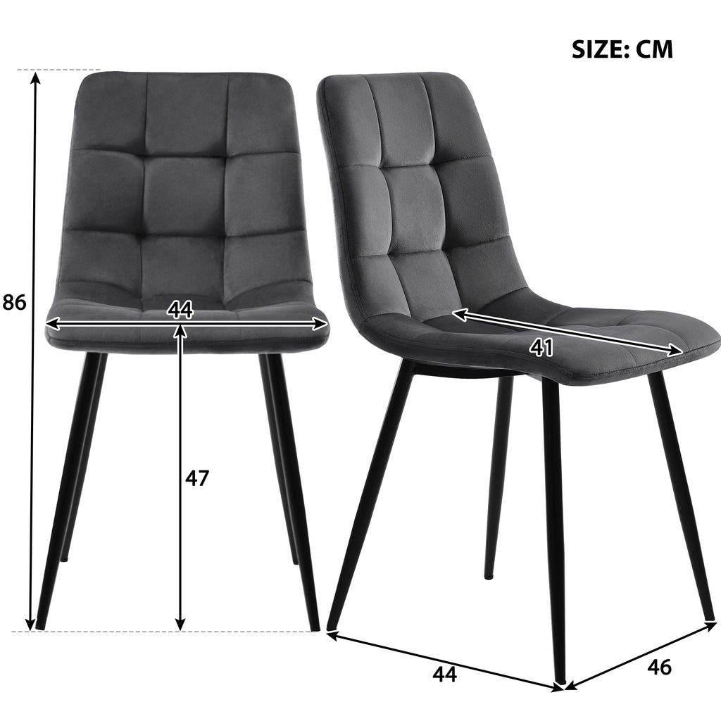 117×68cm Dining Table with 4 Chairs Set, Rectangular Dining Table Modern Kitchen Table Set,Dining Room Chair  dark grey Velvet Kitchen Chair,Golden Table Legs