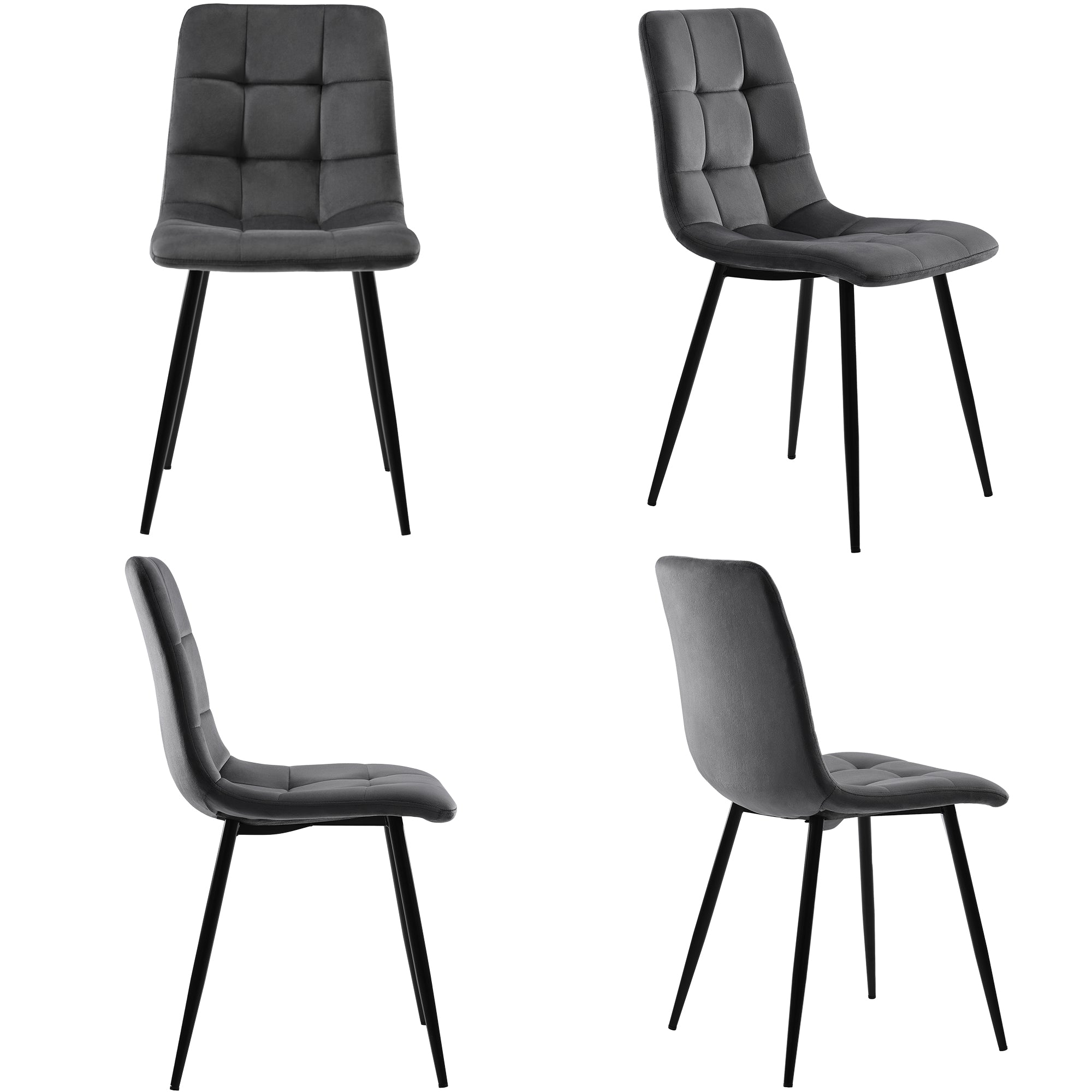 117×68cm Dining Table with 4 Chairs Set, Rectangular Dining Table Modern Kitchen Table Set,Dining Room Chair  dark grey Velvet Kitchen Chair,Golden Table Legs