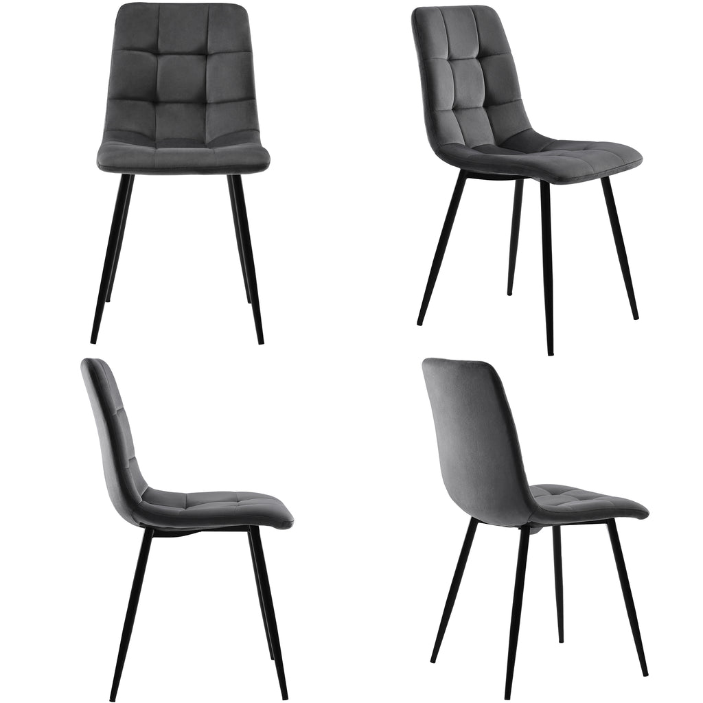 117×68cm Dining Table with 4 Chairs Set, Rectangular Dining Table Modern Kitchen Table Set,Dining Room Chair  dark grey Velvet Kitchen Chair,Golden Table Legs