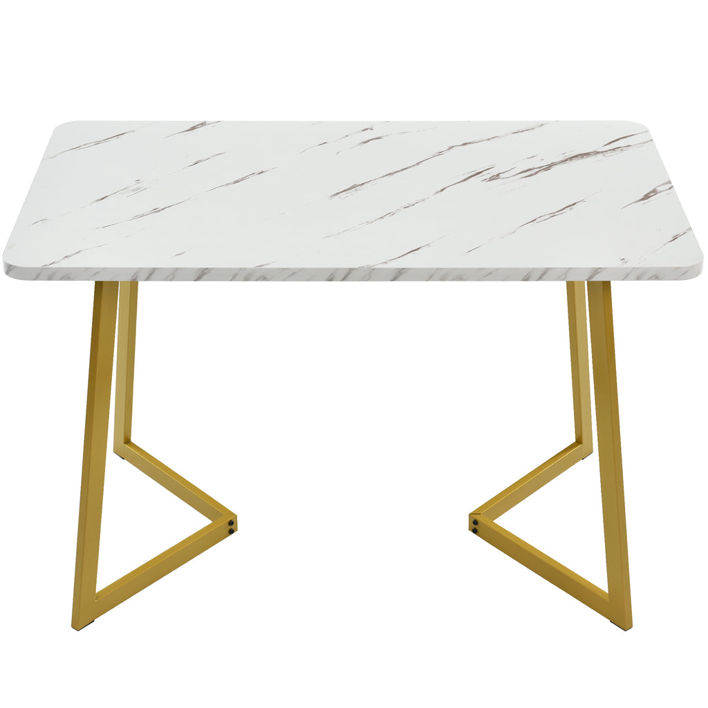 117×68cm Dining Table with 4 Chairs Set, Rectangular Dining Table Modern Kitchen Table Set,Dining Room Chair Dark Green Velvet Kitchen Chair,Golden Table Legs