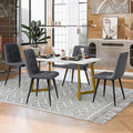 117×68cm Dining Table with 4 Chairs Set, Rectangular Dining Table Modern Kitchen Table Set,Dark Grey Linen Dining Chair,Goden Table Legs