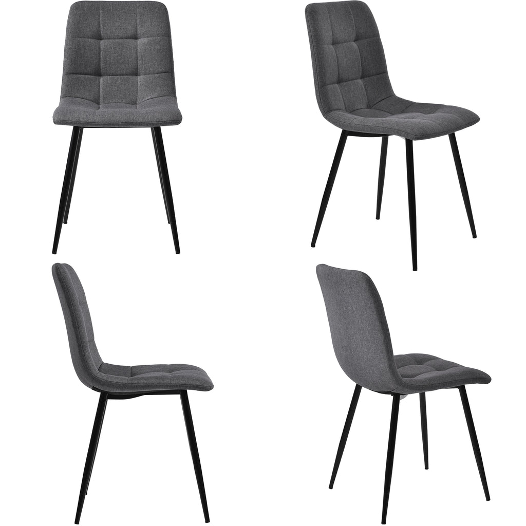 117×68cm Dining Table with 4 Chairs Set, Rectangular Dining Table Modern Kitchen Table Set,Dark Grey Linen Dining Chair,Goden Table Legs