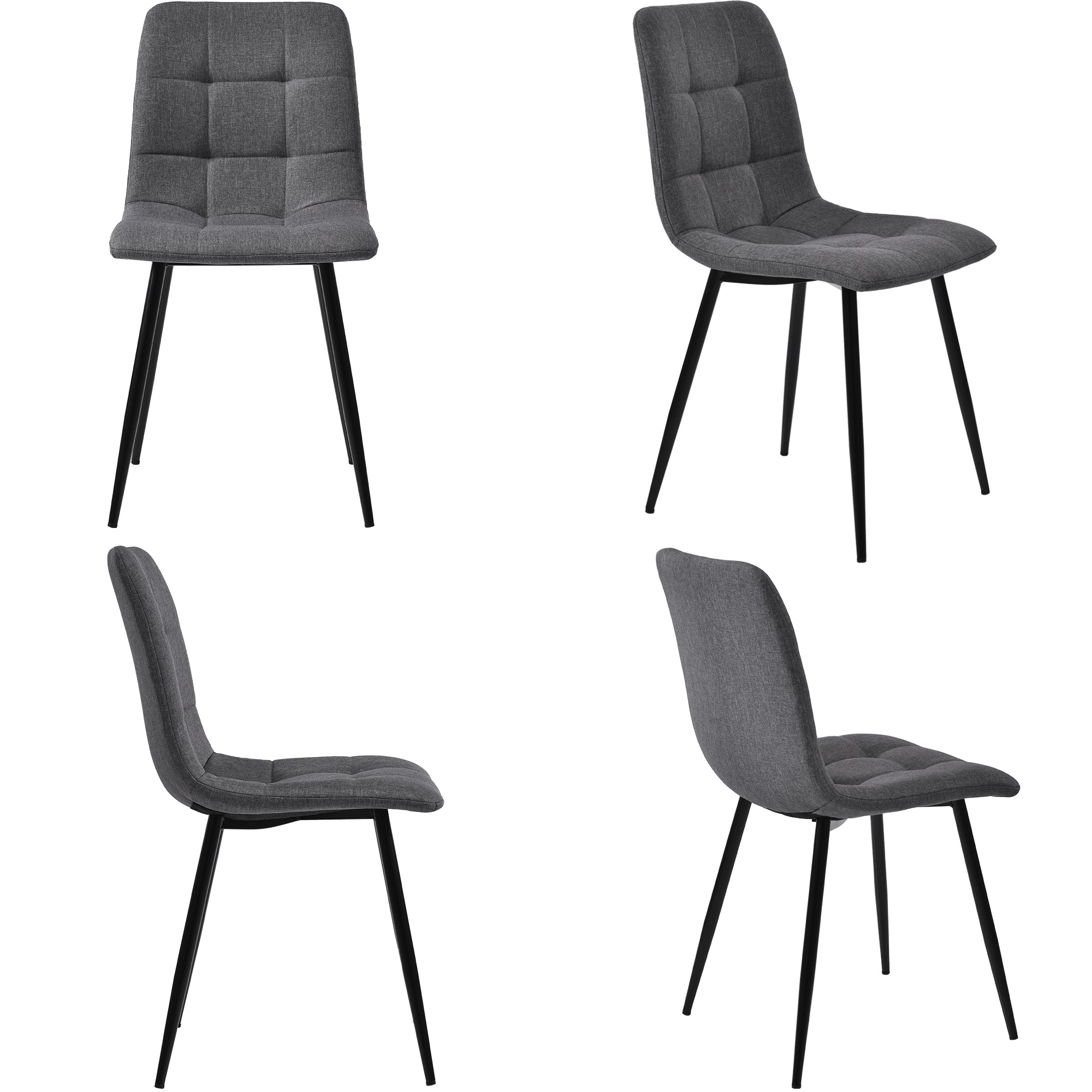 117×68cm Dining Table with 4 Chairs Set, Rectangular Dining Table Modern Kitchen Table Set,Dark Grey Linen Dining Chair,Goden Table Legs