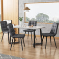 117×68cm Dining Table with 4 Chairs Set, Rectangular Dining Table Modern Kitchen Table Set,Dark Grey Linen Dining Chair,Black Table Legs