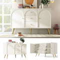 Sideboard Cabinet for Living Room, Chest of Drawers with 2 doors and 3 drawers, Adjustable shelf, Cream White, 40D x 140W x 84H CM