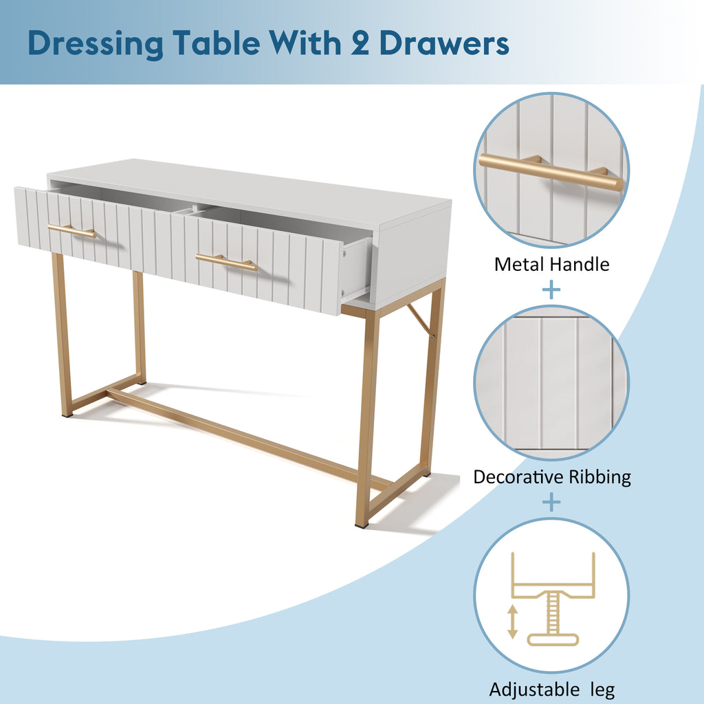 Dressing Table With 2 Drawers 75 Cm High ,Chest Of Drawers Bedroom Highboard White Sideboard Chest Of Drawers for Bedroom, White -H76.5/W100/D45 cm