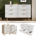 Sideboard Cabinet for Living Room, Chest of Drawers with 6 drawers, White, 40D x 120W x 75H CM