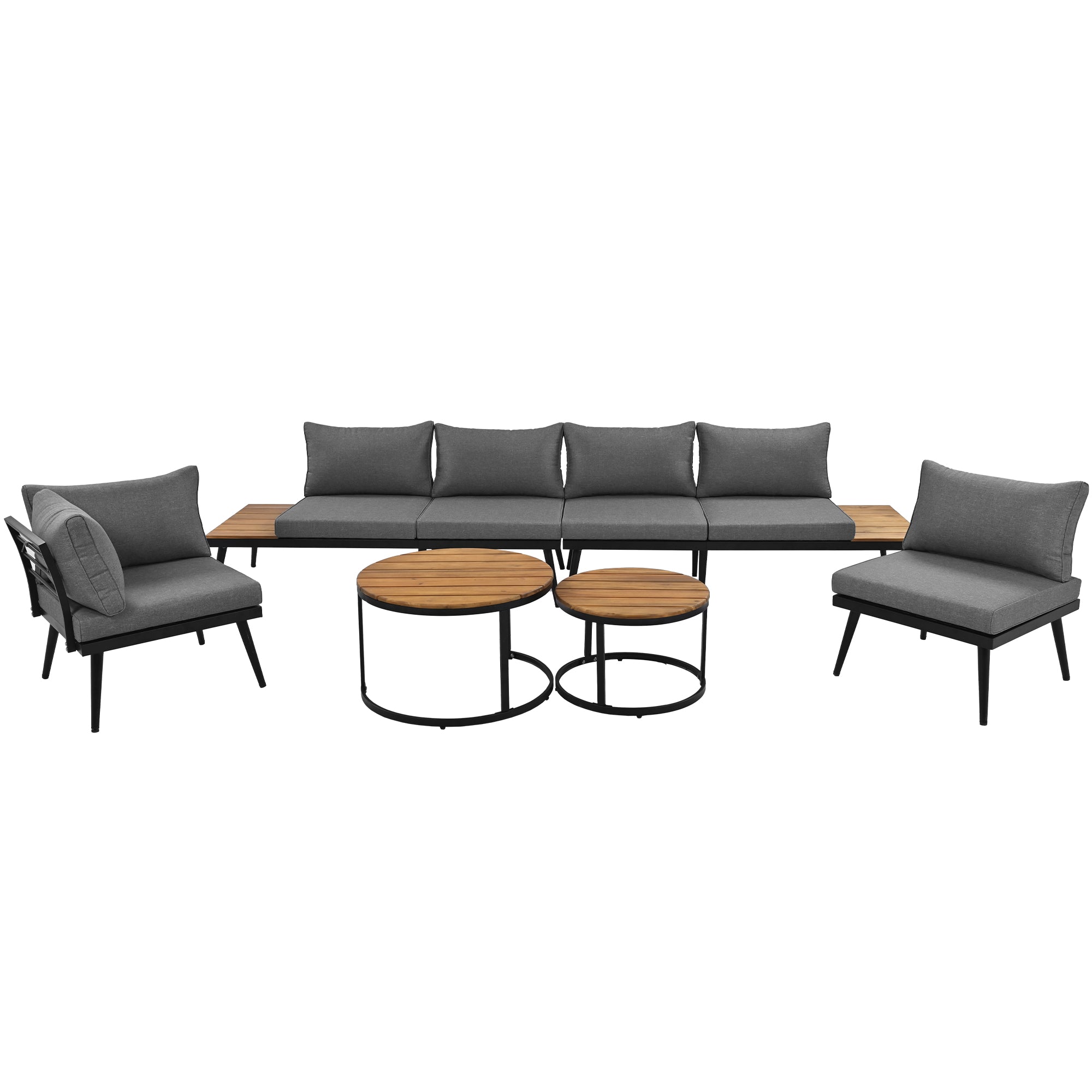 Garden lounge for 5-6 persons, garden furniture, terrace, balcony, garden, indoor and outdoor dining set, galvanized iron frame, 6 piece dining table set (2x2 seater sofa, 2x single chair, 2x table)