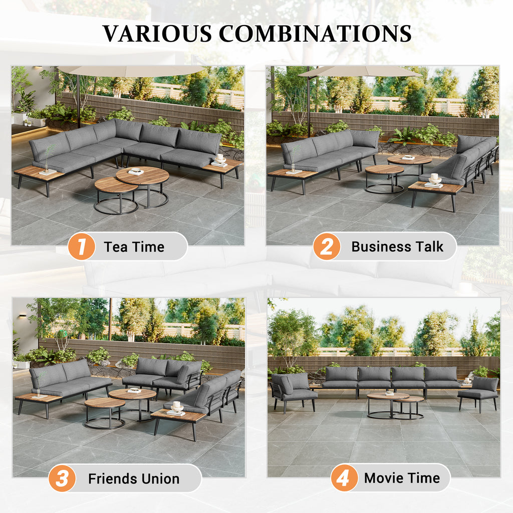 Garden lounge for 5-6 persons, garden furniture, terrace, balcony, garden, indoor and outdoor dining set, galvanized iron frame, 6 piece dining table set (2x2 seater sofa, 2x single chair, 2x table)