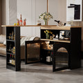 Modern Extendable Kitchen Island Table (138-193X39X105CM), Extendable Dining Table with Storage, Bar Bistro Table, Swivel, for Dining Room, with 1m LED Strip (Adjustable Light Colour),Schwarz
