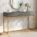 Console table, hallway table with 1 drawer, light luxury style side table, sofa table, 120x38x76 cm, gray/gold