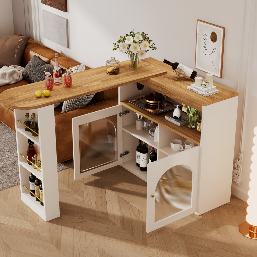 Modern Extendable Kitchen Island Table (138-193X39X105CM), Extendable Dining Table with Storage, Bar Bistro Table, Swivel, for Dining Room, with 1m LED Strip (Adjustable Light Colour), White