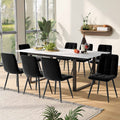 Dining table telescopic table, 140/180x80x75cm, iron metal legs & square tube legs (modern white MDF table top with marble patterns), dual use for home & office