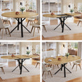 Extendable dining table 100-140cm, round-oval table, stable X-metal frame, adjustable feet, wood look