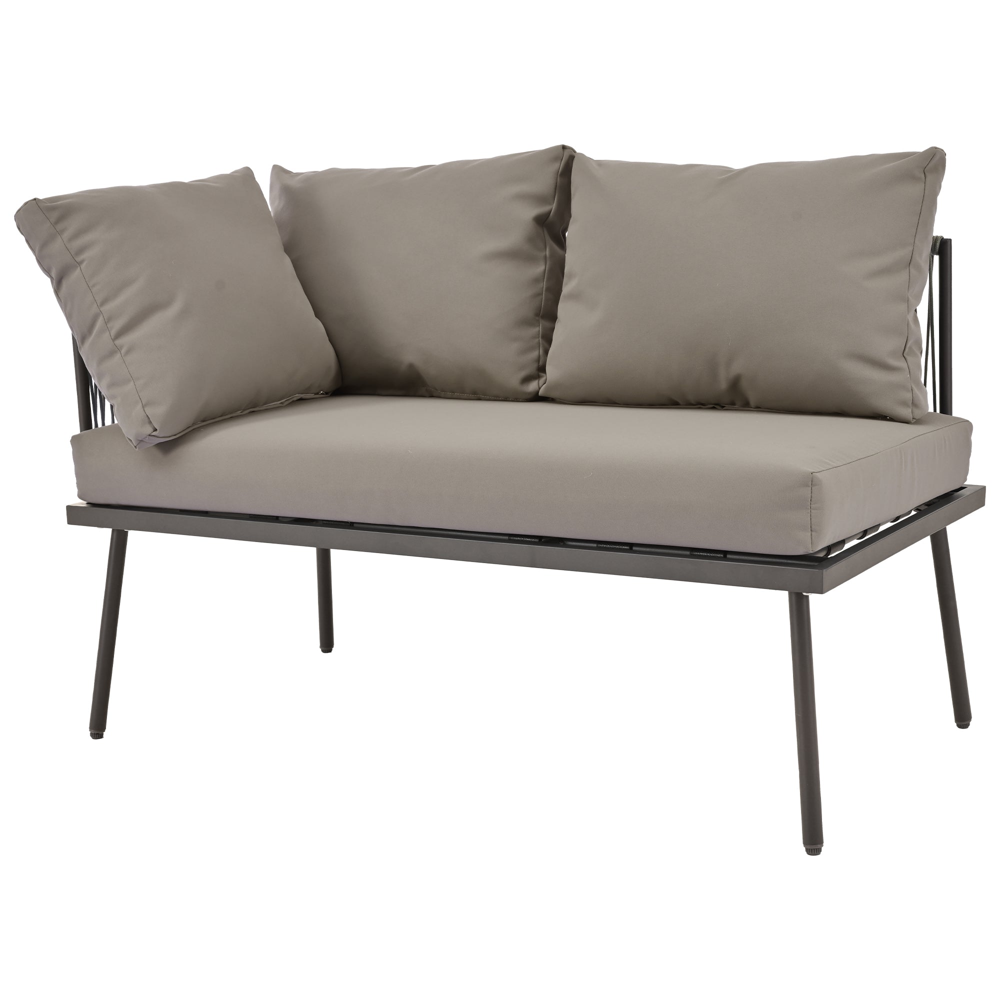 Outdoor Patio&Backyard Furniture Garden Lounge Set for 4-5 people, Thick Quality Space Saving L-Shaped Corner Sofa with Glass Coffee Table, Grey