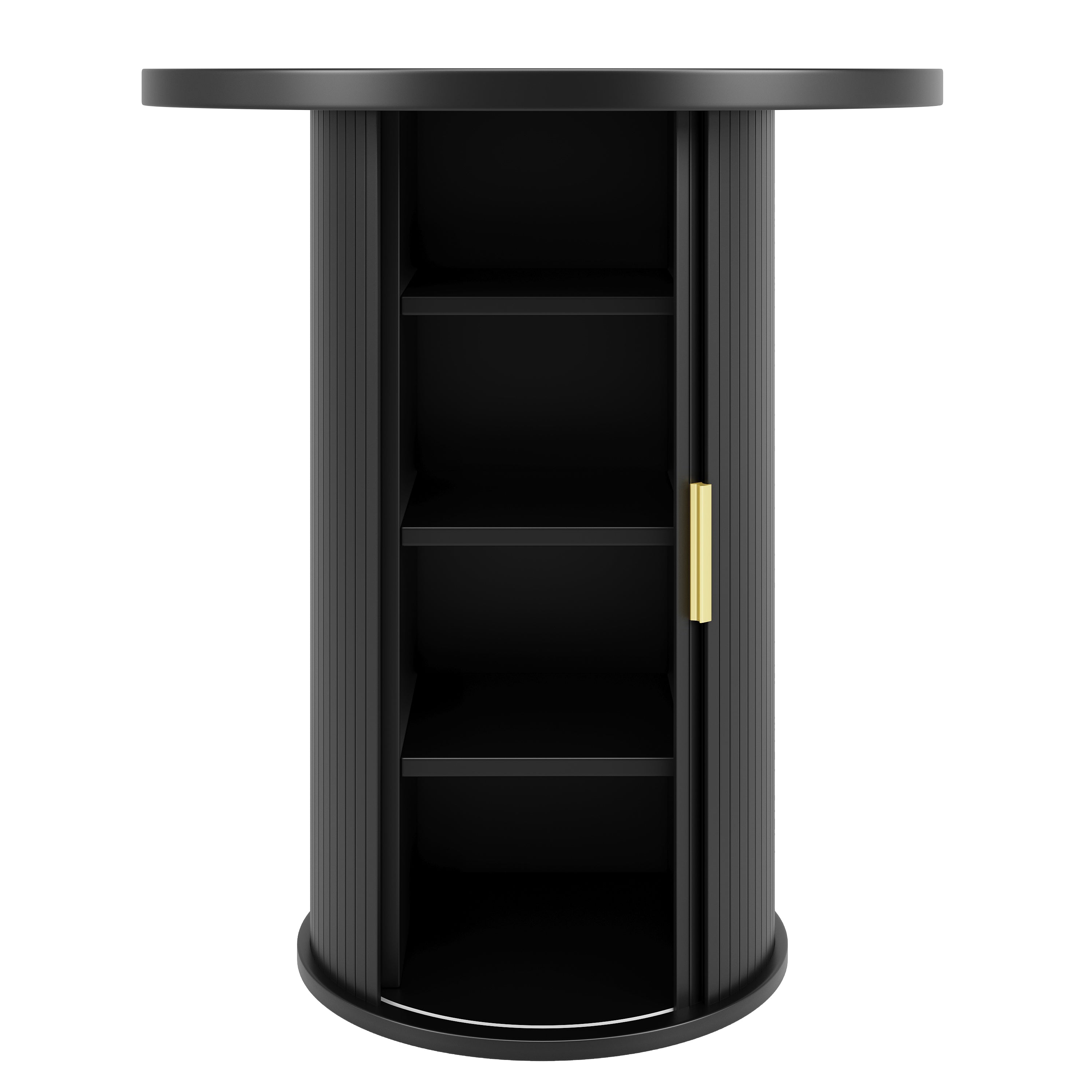 Round bar table with storage, 91.6cm high standing table with cabinet, MDF wood look, load capacity up to 75kg, for bar & living room