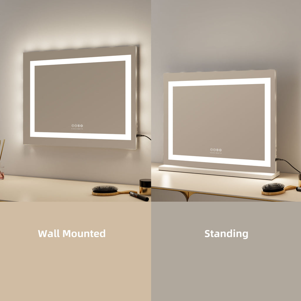 Hollywood Vanity Mirror – Hi-Fidelity Bluetooth 5.0 Sound, LED Light Strip, 58x48cm White