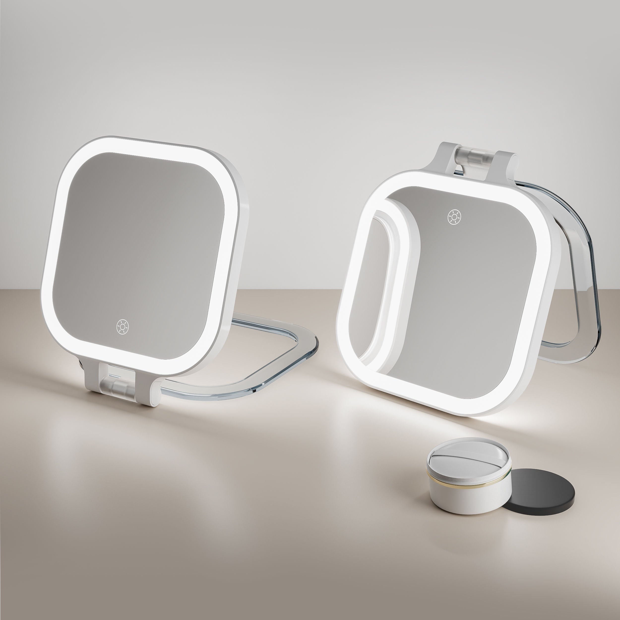 Portable LED Vanity Mirror – 10X Magnified, Rechargeable, 360° Rotating Stand
