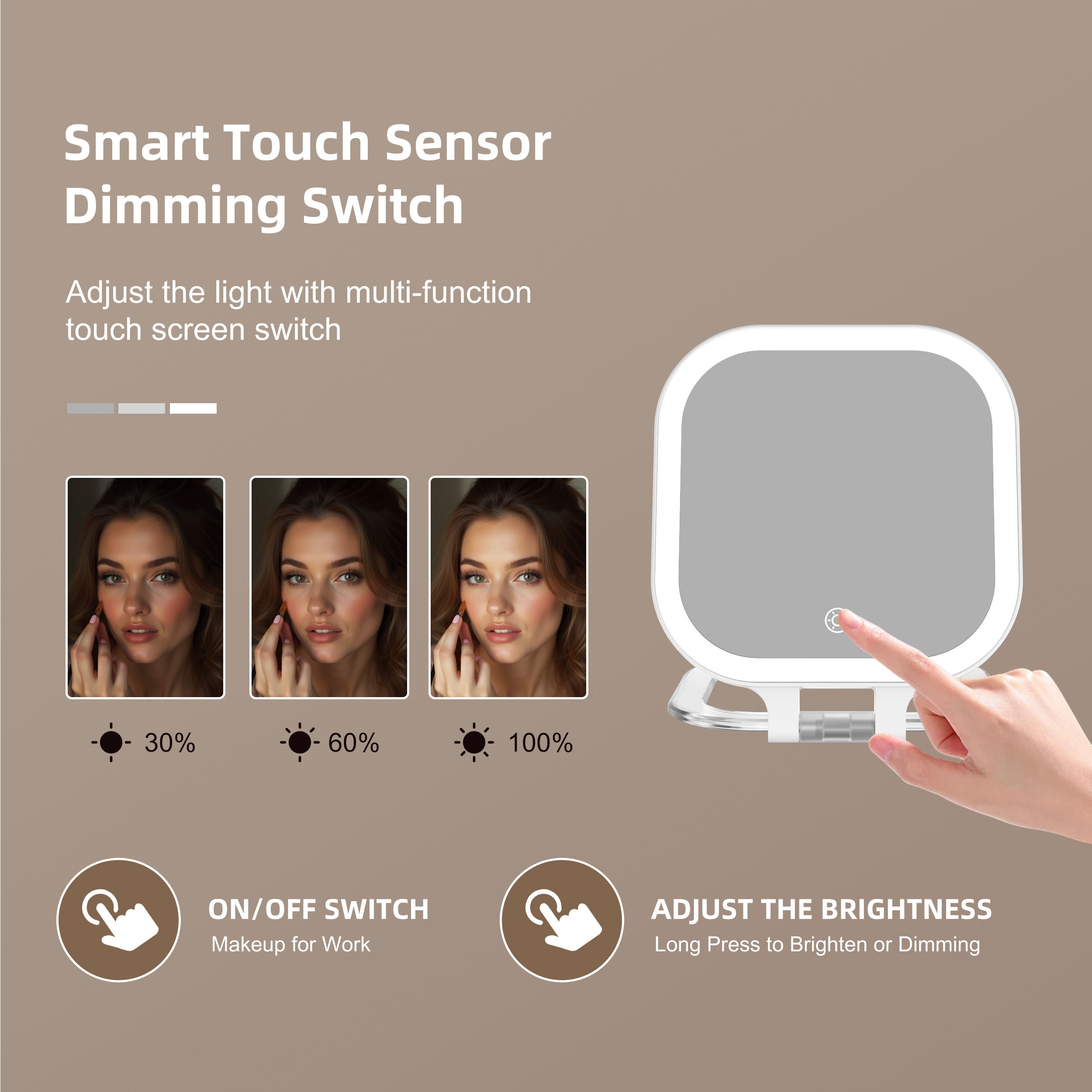 Portable LED Vanity Mirror – 10X Magnified, Rechargeable, 360° Rotating Stand