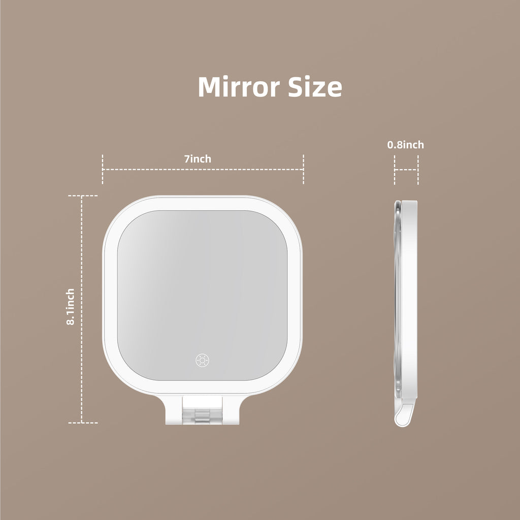 Portable LED Vanity Mirror – 10X Magnified, Rechargeable, 360° Rotating Stand