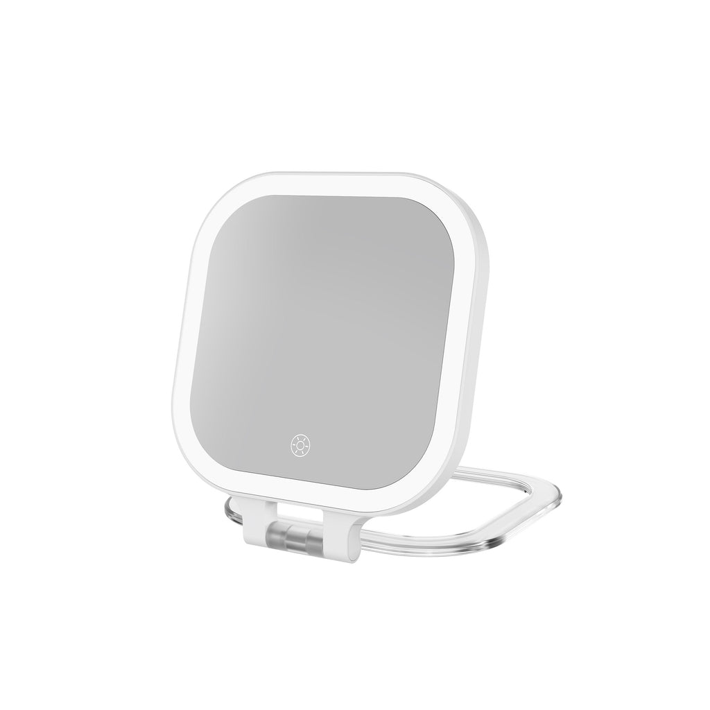 Portable LED Vanity Mirror – 10X Magnified, Rechargeable, 360° Rotating Stand