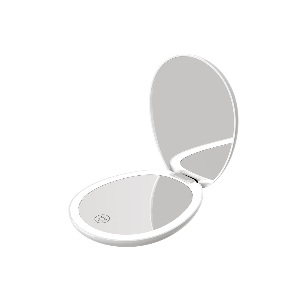 Travel Hollywood Mirror – 10X Magnified, Rechargeable LED, Dimmable Studio
