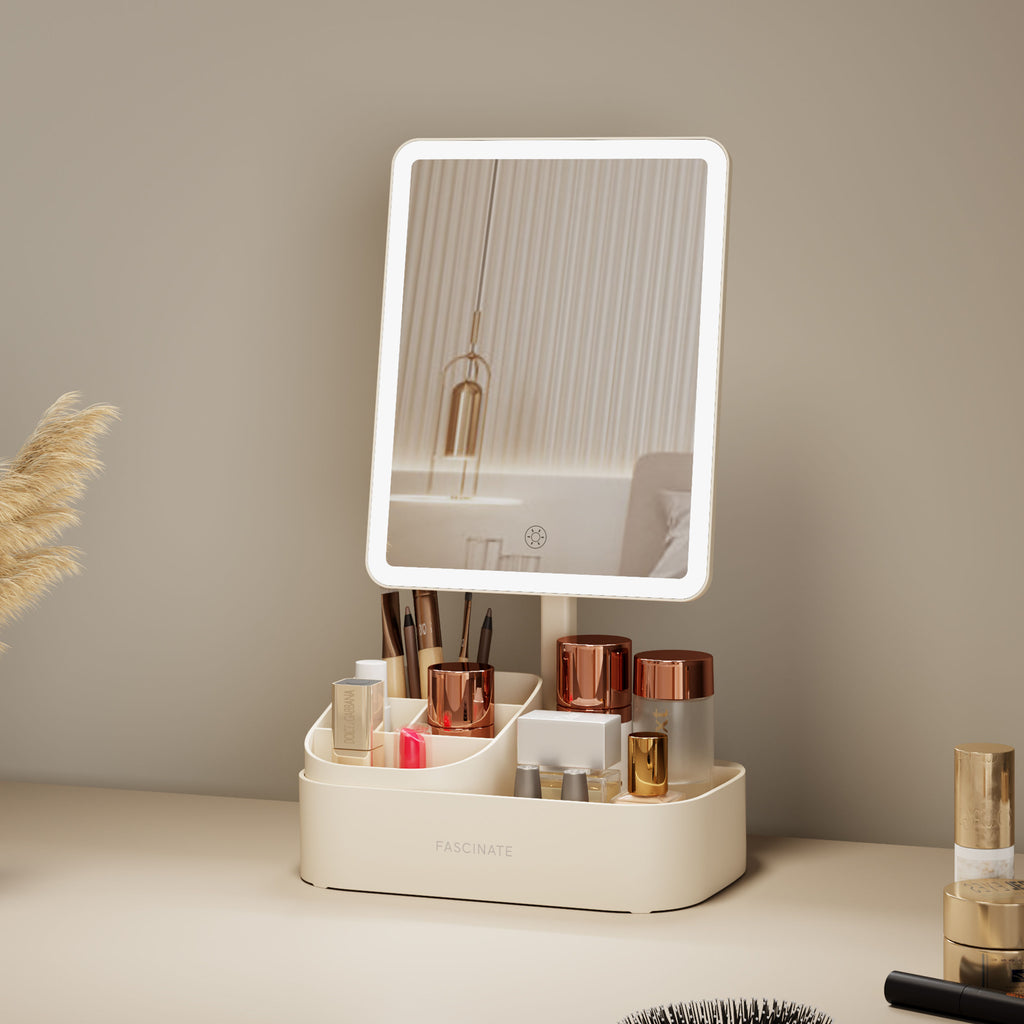 LED Vanity Mirror with Organiser - Professional Beauty Gift for Her