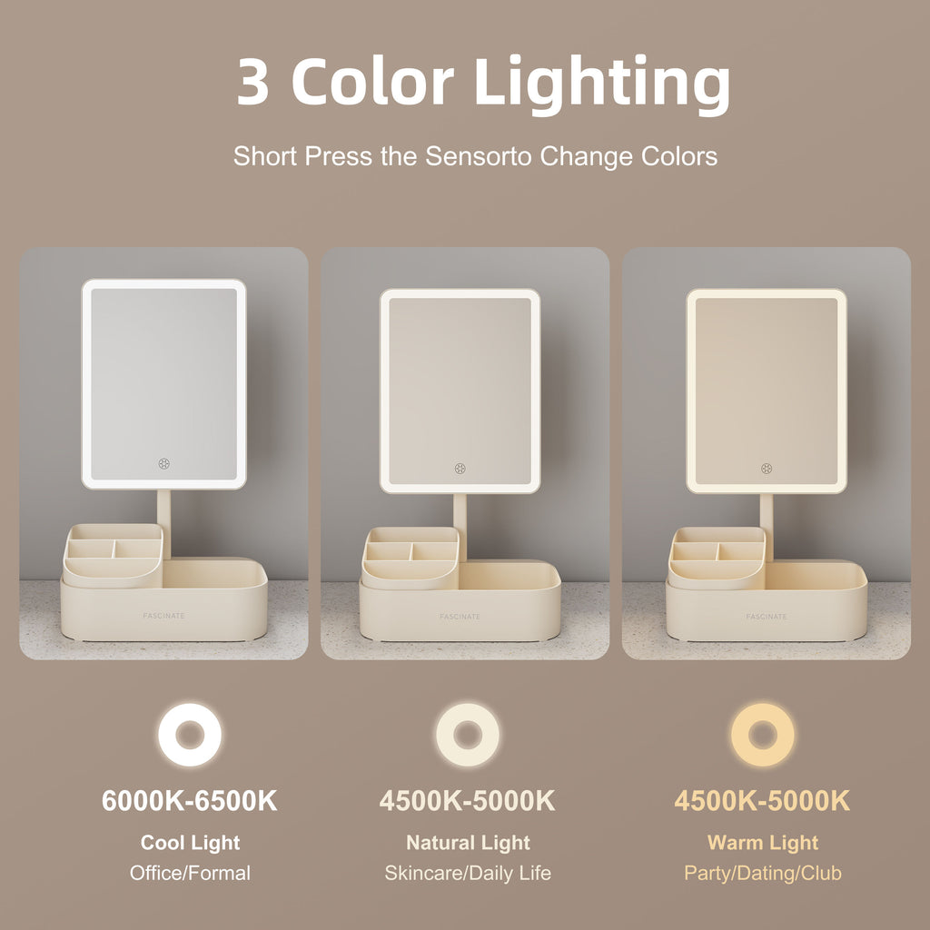 LED Vanity Mirror with Organiser - Professional Beauty Gift for Her