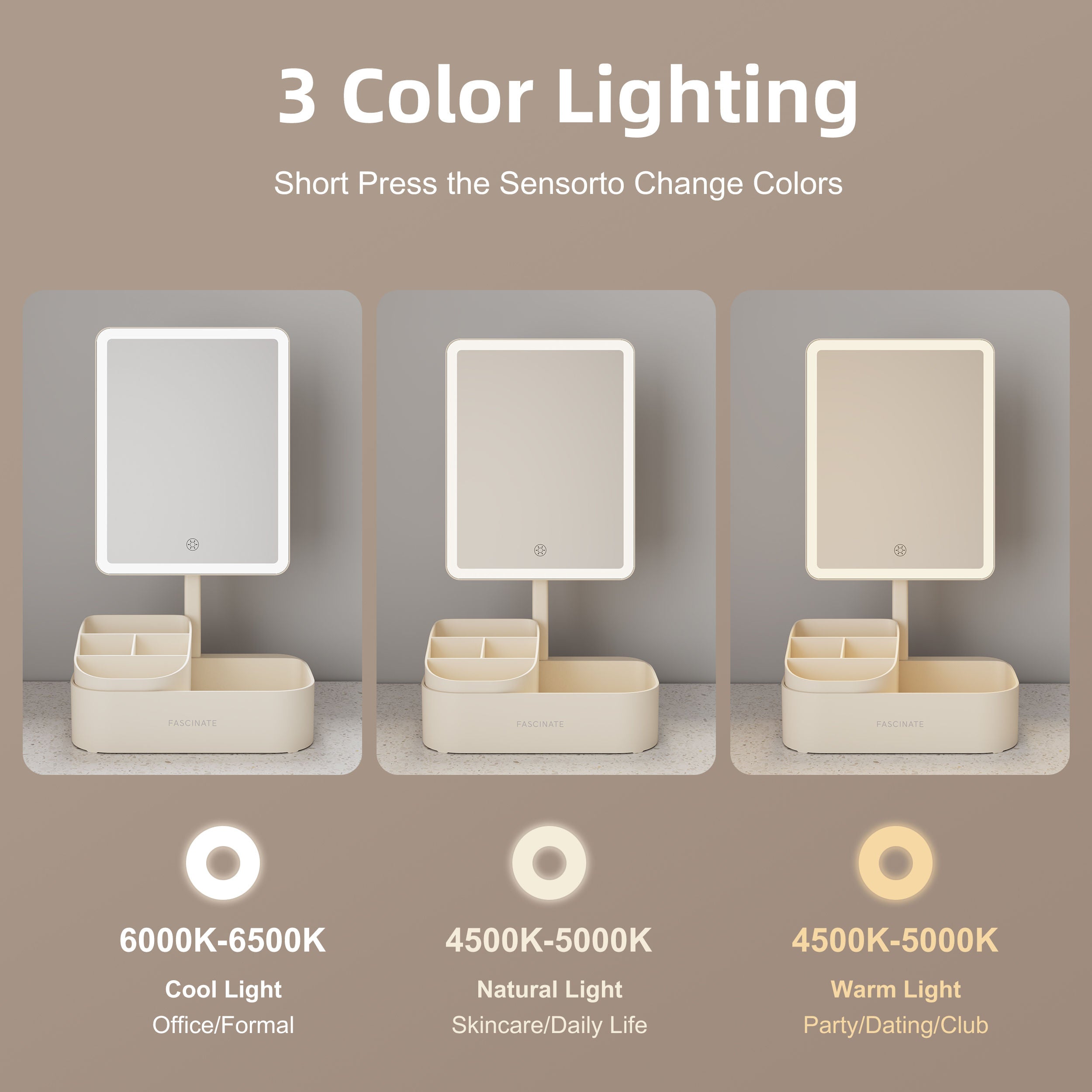 LED Vanity Mirror with Organiser - Professional Beauty Gift for Her