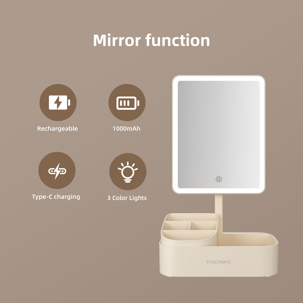 LED Vanity Mirror with Organiser - Professional Beauty Gift for Her
