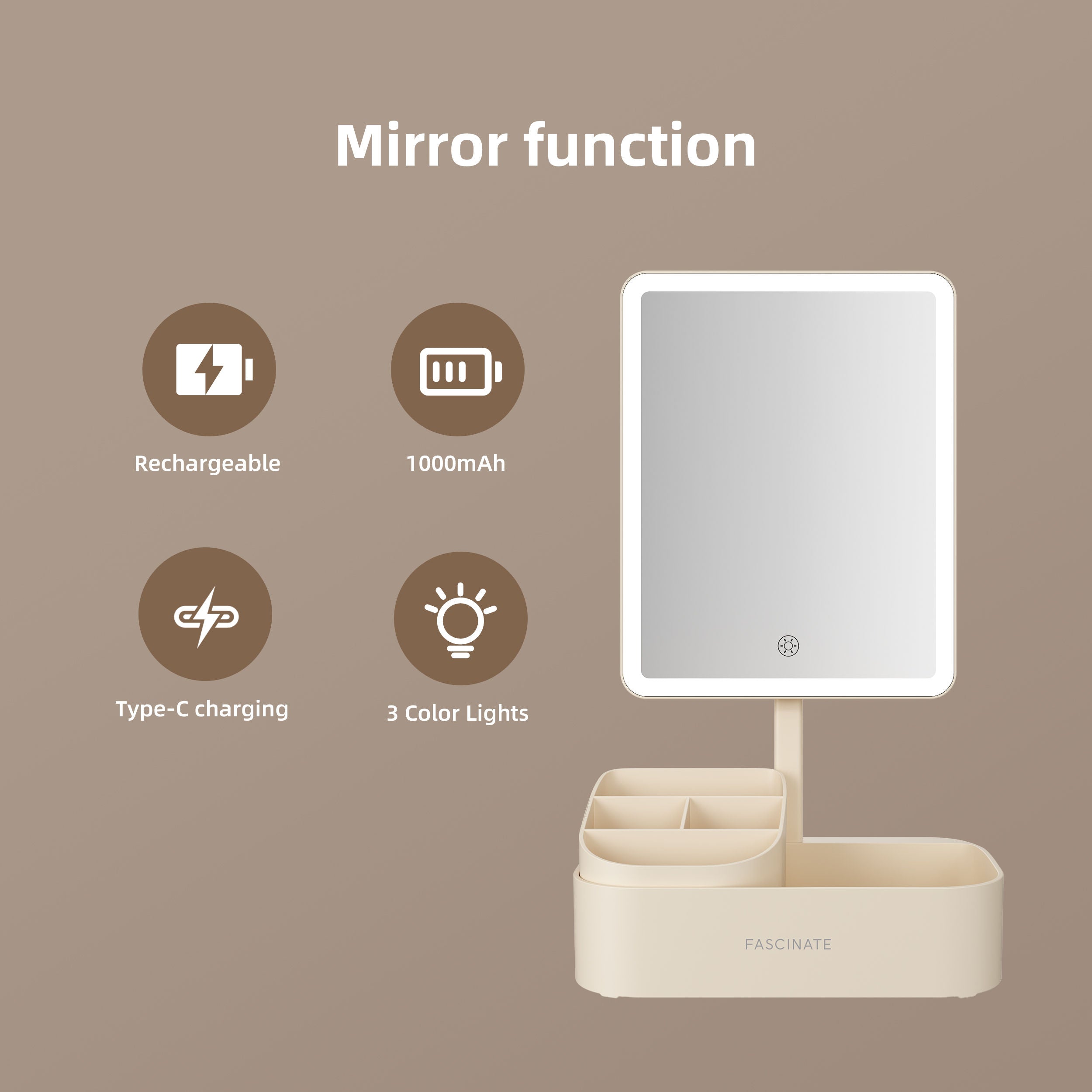 LED Vanity Mirror with Organiser - Professional Beauty Gift for Her