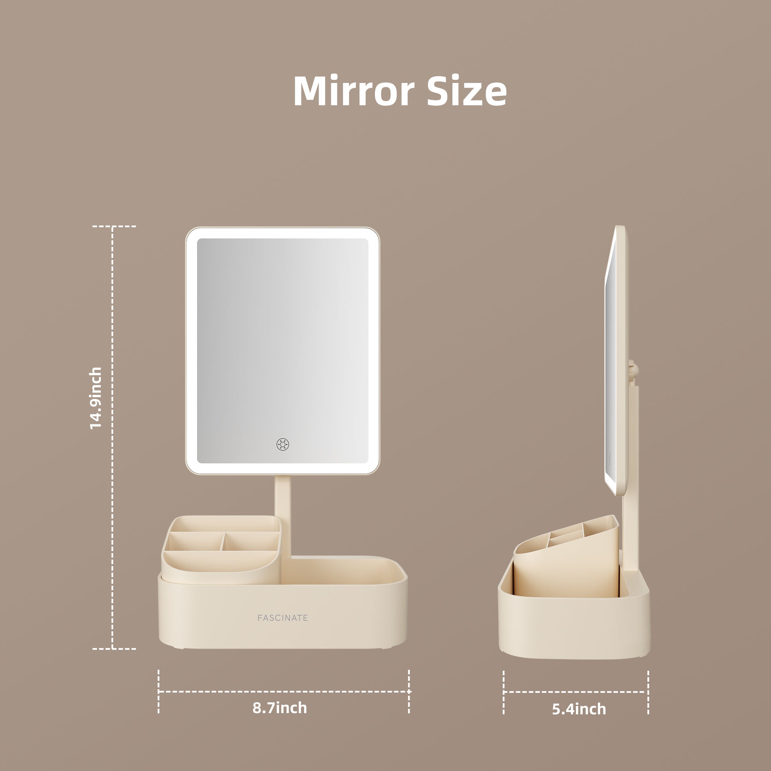 LED Vanity Mirror with Organiser - Professional Beauty Gift for Her