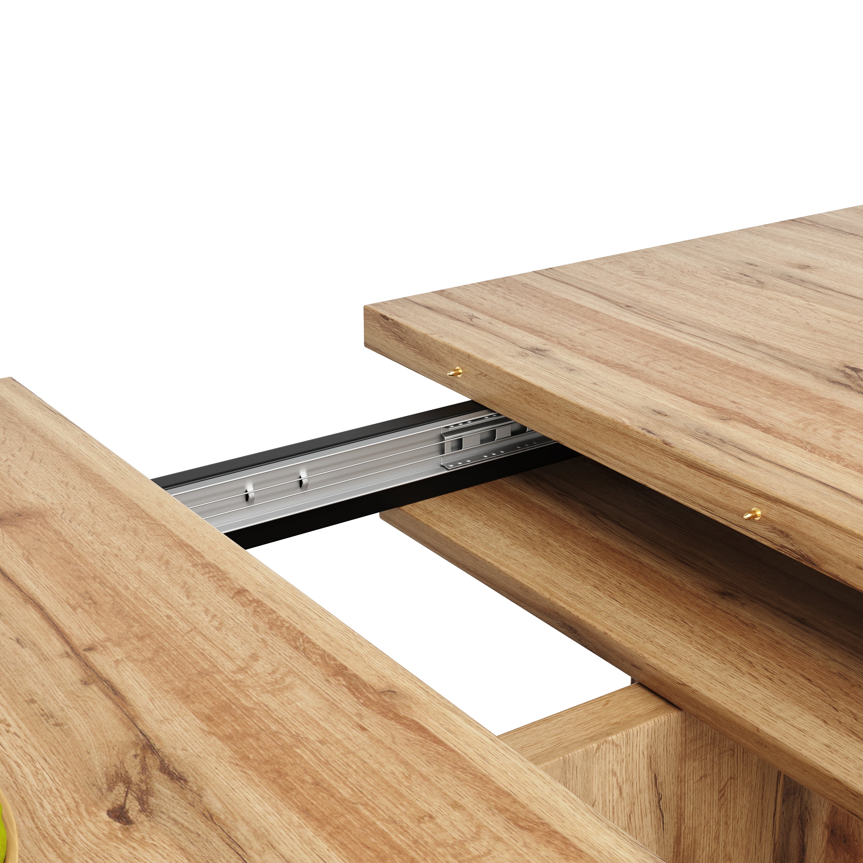 Dining table telescopic table (119-158.5×80 cm), kitchen table, extendable table, extendable to 119-158.5 cm with the help of internal inserts, for kitchen and living room, wood-coloured