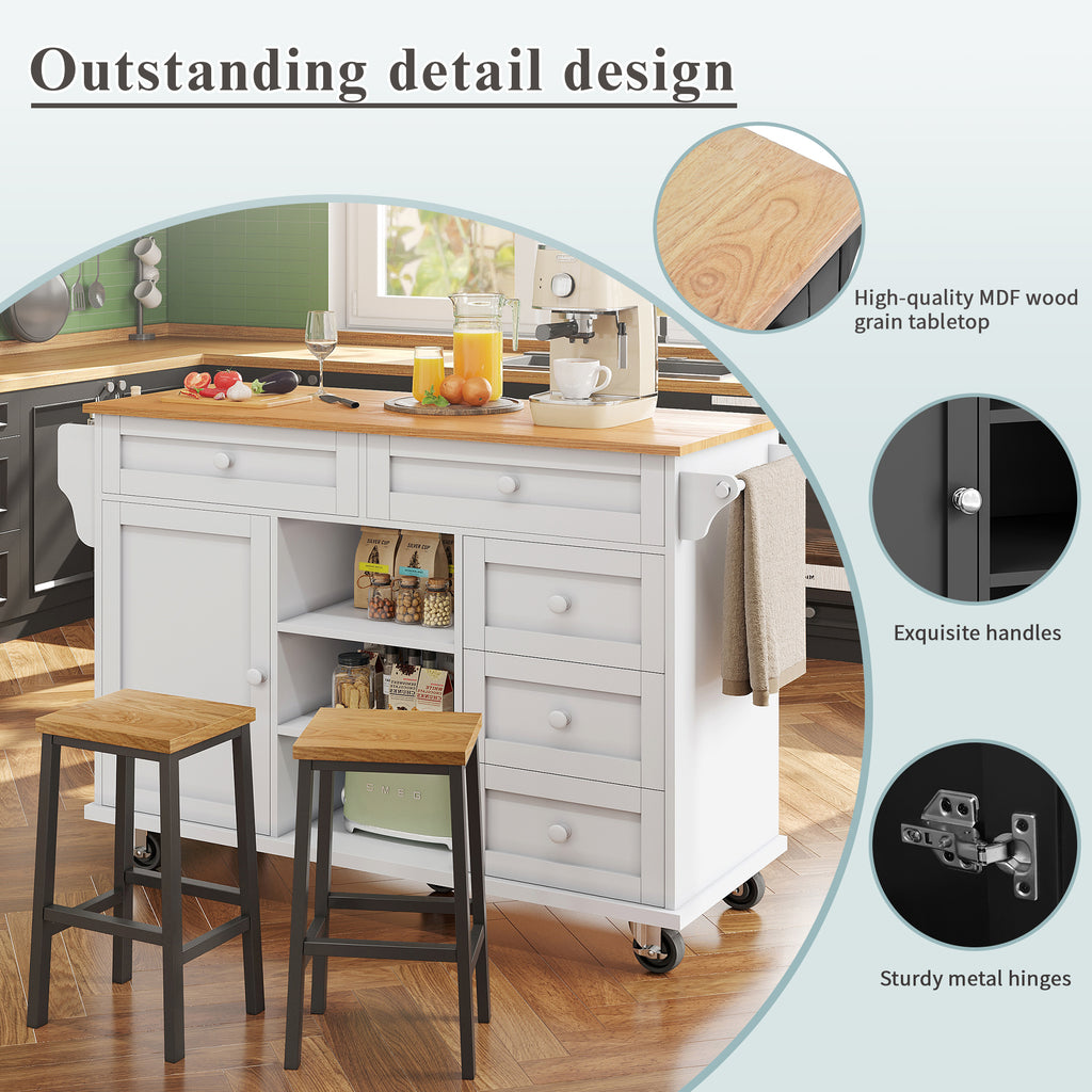 Dining trolley (134 x 46 x 92 cm), modern and simple white food trolley, combined drawer-storage cabinet design, mobile and fixed dual-use design, suitable for domestic and commercial kitchens, white