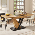 Extendable dining table (120–160 x 75 x 75.5 cm), table, kitchen table, extendable table, extends to 160 cm, suitable for kitchen and living room, tabletop with wood grain finish