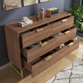 Embossed Design Sideboard Cabinet Dresser with 6 Drawers,  Anti-tip,  Sideboard for  Living Room, Hallway, Bedroom, and Children's Room, 120 x 40 x 75 cm, Walnut